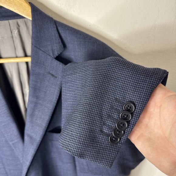 Austin Reed Signature Blazer Men’s 44R Blue Wool Super 110s Piacere Fabric - Picture 2 of 8